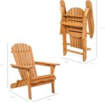 Best Choice Products Folding Adirondack Chair Outdoor Wooden Accent Furniture Fire Pit Lounge Chairs for Yard, Garden, Patio w/ 350lb Weight Capacity - Natural - Image 3