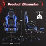Shahoo Gaming Chair with Footrest and Massage Lumbar Support, Video Game Chairs Height Adjustable Seat with Headrest for Office or Bedroom, Study Room, Blue - Image 4
