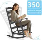 Patio Rocking Chair Outdoor,Set of 1,Weather Resistant Poly Resin Oversized Porch Rocker,High Back Smooth Design,350lb Weight Capacity,Indoor Outdoor Use(1,Black) - Image 7