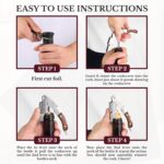 Waiters Corkscrew Wine Opener, Wine Key For Servers Bartenders Sommeliers. Cork Screw Wine Bottle Opener. Stainless Steel & Classic Rosewood Inlay. Serrated Foil Cutter. Magnetic Gift Box - Image 7