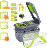 Miibox Vegetable Chopper with Container 22-in-1 Veggie Choppers and Dicers Food Chopper Cutter for Onion Tomato Multi Kitchen Tool with Lemon Squeezer -13 Blades,Grey - Image 2