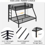 SHA CERLIN Loft Bunk Bed Twin Over Full Size with Ladder and Guardrail,Heavy Duty Metal Slats Support No Box Spring Needed Small Space Saving Furniture for Bedroom Dorm,Black - Image 9