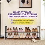 Shoe Rack - Metal Shoe Rack Organizer - Stackable Shoe Storage Shelf for Entryway, Closet, Bathroom 30cm(D) x 92cm(W) x 55cm(H) -Black (2-Tier) - Image 5