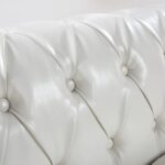 LEVNARY Chesterfield Sofa, Classic Tufted Upholstered Leather Couch, Modern 3 Seater Couch Furniture with Tufted Back for Living Room Office (Cream White) - Image 7