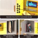 Bestier LED TV Stand for 55/60/65 Inch TV, Gaming Entertainment Center with Cabinet for PS5, Xbox, Fluted TV Console with Adjustable Glass Shelves for Living Room, Bedroom 57 Inch,Bright White - Image 8