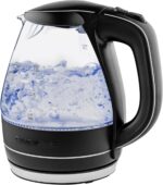 OVENTE Electric Kettle, 1.5L Borosilicate Glass Countertop Water Heater and Boiler for Coffee or Tea, BPA-Free, Auto Shut-Off, Boil-Dry Protection, Removable and Washable Spout Filter, Black KG83B - Image 2