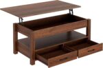 Rolanstar Coffee Table, Lift Top Coffee Table with Drawers and Hidden Compartment, Retro Central Table with Wooden Lift Tabletop, for Living Room,Espresso - Image 9