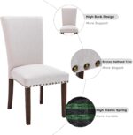COLAMY Upholstered Dining Chairs Set of 4, Parsons Style Linen Beige Accent Chairs with High Back, for Round Kitchen Table or Small Dining Room – Comfortable & Stylish - Image 4