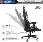Homall Gaming Chair, Office Chair High Back Computer Chair Leather Desk Chair Racing Executive Ergonomic Adjustable Swivel Task Chair with Headrest and Lumbar Support (White) - Image 8