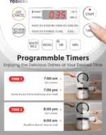 Toshiba Mini Rice Cooker, 3 Cups Uncooked Small Rice Cooker, Steamer & Warmer, With Fuzzy Logic And One-Touch Cooking, 24 Hour Delay Timer And Auto Keep Warm Feature, White - Image 8