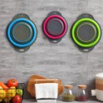 Qimh Collapsible Colander Set of 3 Round Silicone Kitchen Strainer Set - 2 pcs 4 Quart and 1 pcs 2 Quart- Perfect for Draining Pasta, Vegetable and fruit (green,blue, purple) - Image 5