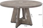 Tribesigns Round Dining Table Wood Kitchen Table for Dining Room, 47" Dinning Room Tables for 4 Adult, Farmhouse Dinner Table with Wooden Tabletop and Cross Base, Rustic Grey - Image 3