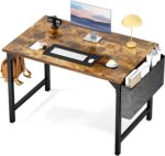 Sweetcrispy Computer Small Office Desk 40 Inch Student Kids Study Writing Work with Headphone Hooks & Storage Bag Modern Simple PC Home Bedroom Table, Rustic Brown - Image 2