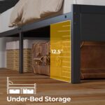 Rolanstar Bed Frame Twin Size with USB Charging Station, LED Bed Frame with Wood Storage Headboard, Black Metal Platform Bed with Under Bed Storage, No Box Spring Needed, Noise Free - Image 8