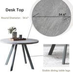 34.6'' Round Dining Table and Chairs for 4, Mid Century Modern Round Table Set, Space Saving for Apartment Kitchen Dining Room (Grey Table+4 Black Chairs) - Image 4