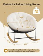 Kidirect Round Saucer Rocking Chair Nursery, Modern Upholstered Nursery Rocking Chairs and nursery Glider with Cozy Cushion, Comfy Nursing Chair for Breastfeeding & Reading, Fits Living Room & Bedroom - Image 2