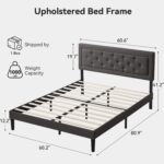 BedsPick Queen Size Bed Frame with Headboard, Upholstered Bed Frame with Button Tufted, Platform Bed with Wood Slat Support,Noise Free, Easy Assembly, No Box Spring Needed (Dark Grey, Queen) - Image 3