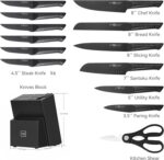 Knife Sets for Kitchen with Block, 15 Piece Knife Set with Built-in Sharpener, Dishwasher Safe, German Stainless Steel, Black - Image 3