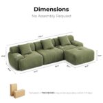 LIKIMIO 118" Modern L-Shaped Modular Sectional Sofa for Living Room, Corduroy Upholstery Green, Oversized 3-Seater Couch with Deep Seat and Movable Ottoman – No Assembly - Image 3