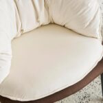 Velvet Accent Chair Modern Barrel Chair with Metal Legs Comfy Armchair Accent Reading Chair for Living Room/Bedroom/Study Room/Home Office,Beige & Brown - Image 9