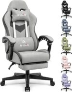 N-GEN GAMING Video Gaming Chair Office Computer Desk Use Ergonomic Reclining Backrest Adjustable Armrests Lumbar Support Footrest High Density Foam Breathable Fabric Heavy Duty Base (Grey) - Image 2