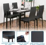 FDW | 5-Piece Dining Table Set | Glass Kitchen Table with 4 Upholstered Chairs | Space-Saving Design | Faux Leather Cushions | Modern Rectangular Table | Black | for Dining Room, Small Spaces - Image 5