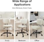 DUMOS Armless Home Office Desk Chair -Small Ergonomic with Low Back Lumbar Support, Height Adjustable PU Leather Computer Task with 360° Swivel Rolling Wheels, for Small Space, Beige White - Image 8