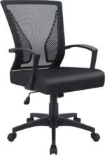 Furmax Office Chair Ergonomic Computer Desk Mesh Chair Mid Back Swivel Lumbar Support with Armrest (1, Black) - Image 2
