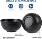 HOTEC BPA Free Unbreakable Wheat Straw Cereal Bowls - Microwave & Dishwasher Safe Soup and Salad Bowls, Set of 8, 26oz, Black - Image 4