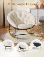 Kidirect Round Saucer Rocking Chair Nursery, Modern Upholstered Nursery Rocking Chairs and nursery Glider with Cozy Cushion, Comfy Nursing Chair for Breastfeeding & Reading, Fits Living Room & Bedroom - Image 8