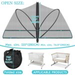 Bassinet Cover for Cats - Bassinet Net Cover for Baby Prevents Entry of Insects/Pets, Breathable Crib Net with Two-Way Zippers, Mosquito Net for Bedside Sleeper/Travel Crib (Black-Small) - Image 7