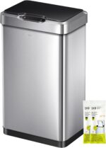 EKO Mirage-T 50 Liter / 13.2 Gallon Touchless Rectangular Motion Sensor Trash Can, Brushed Stainless Steel Finish - Image 2