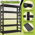 Book Shelf, 5 Tier Metal Wide Bookshelves, Heavy Duty Bookcase, Adjustable Industrial Bookshelf, Tall Book Shelf for Living Room & Bedroom and Library, Black(72" H*35.4" W*15.8" D) - Image 5