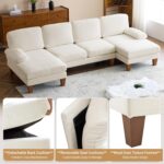 VINGLI 110" Sectional Couches for Living Room,U Shaped Couch with Double Chaise, 4-Seat Sofa Set with Chenille Fabric for Home Furniture,Beige - Image 4