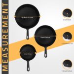 Utopia Kitchen Cast iron Skillets 3 Piece Set, Chefs Pan, Pre Seasoned Cast iron Skillets, 6, 8 & 10 Inches, Easy Use in the Oven, Stove, Grill, or Campfire, Black - Image 4