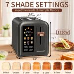 SEEDEEM Toaster 2 Slice, Touch Control Stainless Toaster LCD Display, 50% Faster Heating Speed, 1.4'' Wide Slots, More Timer Functions, Removable Crumb Tray, 1350W, Dark Metallic - Image 3