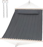 SUNCREAT Portable Tree Hammock with Hardwood Spreader Bar, Extra Large Soft Pillow, Heavy Duty 2 Person Hammock for Indoor, Outdoor, Gray - Image 2