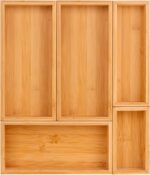 bamboo drawer organizer Set，expandable drawer dividers,wooden storage organizers,large trays for kitchen, bathroom,flatware,Tea Bag Organizer (1 X 5PCS Natural) - Image 2