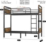 2 IN 1 Metal Bunk Bed Twin Over Twin, Convertible Twin Bunk Beds into 2 Individual Twin Size Bed for Kids Adults, 14.8" High Guard Rail,Space-Saving No Box Spring Needed Easy Assembly (Vintage Brown) - Image 3