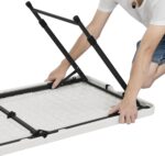 Amazon Basics 4 Foot Rectangular Folding Dining Table, 4 Adjustable Height Settings with Carrying Handle, Indoor & Outdoor, White, 47.8 x 23.9 x 33.9 in - Image 7