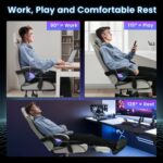 N-GEN GAMING Video Gaming Chair Office Computer Desk Use Ergonomic Reclining Backrest Adjustable Armrests Lumbar Support Footrest High Density Foam Breathable Fabric Heavy Duty Base (Grey) - Image 9