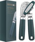 Beneno Can Opener Manual with Magnet, Hand Held Heavy Duty Can Opener with Durable Sharp Blade Smooth Edge, Big Effort-Saving Knob, Soft Grip Rubber Handle, Multifunctional Bottle Opener, Green - Image 2