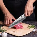 SHAN ZU Chef Knife 8 Inch Japanese Steel Damascus Kitchen Knife, Professional Kitchen Knives Sharp High Carbon Super Steel Kitchen Utility Knife - Image 7