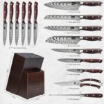 SHAN ZU Knife Set 16 pcs, Japanese Kitchen Knife with Block High Carbon Stainless Steel Ultra Sharp Knife for Kitchen, Professional Chef Knife Set with Sharpener - Image 3