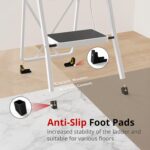 HBTower Step Ladder Folding Step Stool for Adults with Anti-Slip Pedal,330 lbs Capacity for Kitchen, Home,White - Image 4