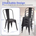 Metal Patio Chairs-Outdoor Chairs Set of 4, Dining Kitchen Metal Chairs, Height Restaurant Stackable Chair Side Bar, 500LBS Weight Capacity - Image 3