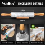 Walfos Marble Rolling Pin With Wooden Handles & Wood Cradle, 16.5 Inch Marble Rolling Pins For Making Pizza Dough And Tortillas, Dough Roller For Pie Crust, Cookie, Pasta (Gray & White) - Image 4