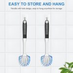 SetSail Dish Brush with Handle, 2 Pack Stiff Bristles Dish Scrubber with Built-in Scraper Dish Scrub Brushes for Cleaning Dishes, Pots and Pans, Kitchen Sink - Image 4