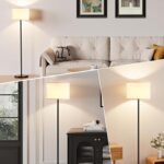 Modern Floor Lamp Simple Design with White Shade, Foot Pedal Switch, 60" Small Tall Lamps for Living Room Bedroom Office Dining Room Kitchen, Black Pole Lamp(Without Bulb) - Image 8