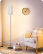 64.6" Floor Lamp, Pole with Foot Switch, Modern Standing Lamp Lampshade, Minimalist Freestanding Lamp (Bulb Not Included), for Living Room, Bedroom Office ETL Listed, Black and Beige E07LD05 - Image 2